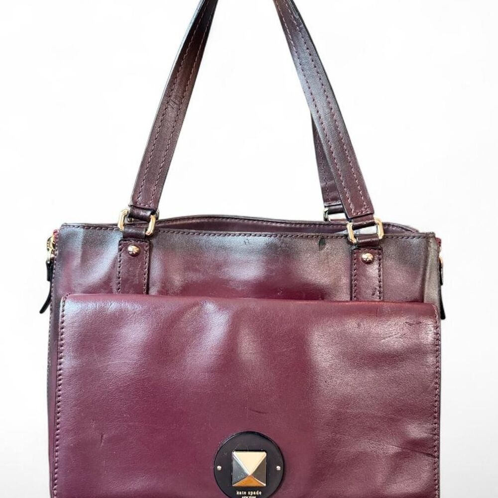 Kate Spade Varick Street Austin Tote Mulled Wine Burgundy Leather Bag